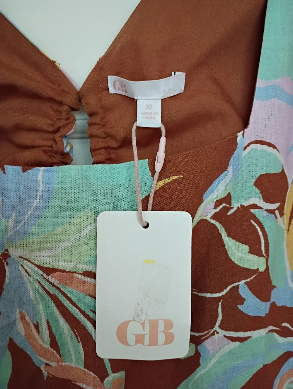 Gianni Bini Brown Floral Square-Neck Puff Sleeve Midi Dress - Picture 5 of 5